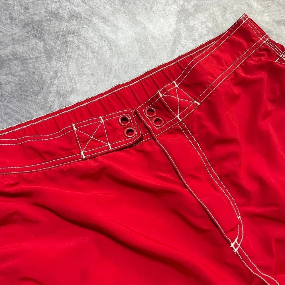 Y2K 2000s Baggy Grunge Indie Surf Skater Hip Hop Embroidered Red Board Shorts
